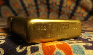 One Vintage ZIPPO Lighter Solid Brass 5