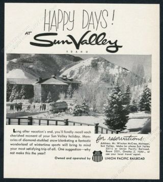 1958 Sun Valley Ski Area Snowy Scene Photo Vintage Print Ad
