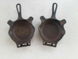 2 Vintage Quality Ware 00 Griswold 570 Cast Iron Skillet Fry Pan Ashtray Erie