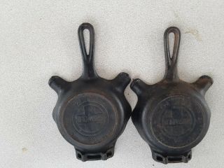 2 Vintage QUALITY WARE 00 GRISWOLD 570 Cast Iron Skillet Fry Pan Ashtray ERIE 2