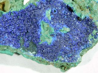 A Big 100 Natural Deep Blue Azurite Mineral Specimen W Malachite 184gr E