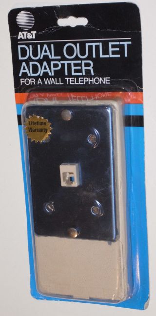 Nos At&t Wall Phone Adapter With Extra Jack Dual Telephone Outlets