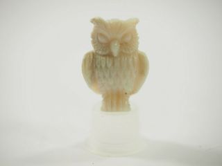 Zuni Carved White Opal Owl Fetish Figure 27.  9 Carat Signed