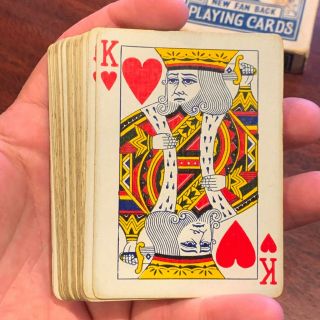Vintage BICYCLE FAN BACK PLAYING CARDS w/ Box c.  1930s 808 Blue 52,  2x Jokers 4