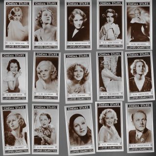 1934 Richard Lloyd & Sons Cinema Stars Complete 27 Card Set 2nd Series