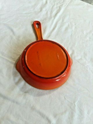 Vintage Le Creuset Cast Iron Enamel 6 " Skillet Frying Pan Double Pour Orange