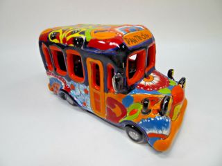 Talavera School Bus Dolores Hidalgo Colorful Ceramic Mexican Folk Art