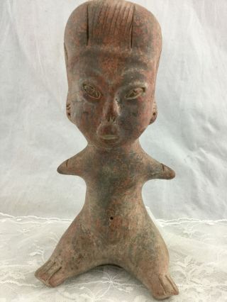 Vintage Folk Art Clay Pottery Pre - Columbian Style Mexican Aztec Figure 9 Inch