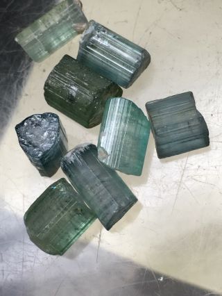 8 Raw Indicolite Crystals Blue Green Tourmaline Crystals 42