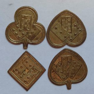 Victorian Playing Card Bridge Whist Marker Brass Counters Game Place Markers