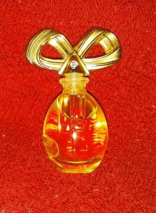 Vintage Glass Perfume Bottle With Perfume Unique Bow Top Rhinestone Smells Good