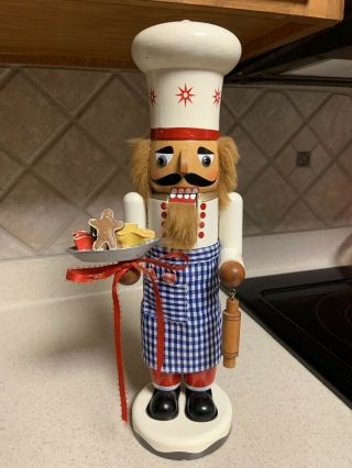 Gingerbread Baker Nutcracker With Cookies And Rolling Pin
