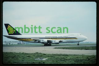 Slide,  Singapore Airlines Boeing 747 - 212b (9v - Sqe) At Heathrow,  1977