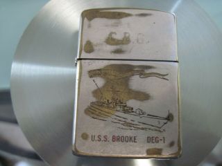 Vintage 1966 Zippo Military Lighter U.  S.  S.  Brooke Nr