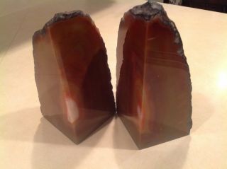 Agate Matching Bookends Orange Reds 7 " Tall X 4.  5 " Wide