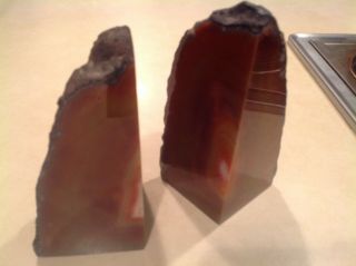 AGATE MATCHING BOOKENDS ORANGE REDS 7 