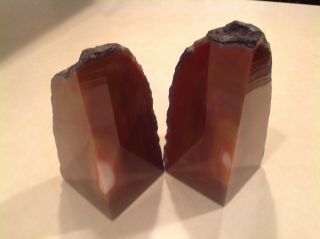 AGATE MATCHING BOOKENDS ORANGE REDS 7 
