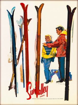 Skis Skiing Sun Valley Idaho United States Vintage Travel Advertisement Poster