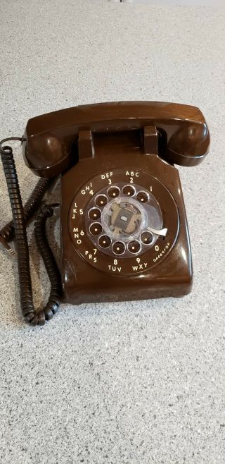 Vintage Itt Rotary Dial Bell Telephone Chocolate Brown Old Retro Desk Phone