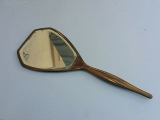 Vintage Brass Hand Held Vanity Mirror 13” Long 5 " Wide
