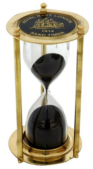 Nautical Brass Hourglass Sand Timer Solid Brass Royal Navy London Sand Timer
