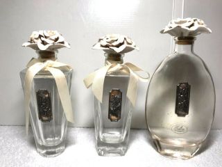 Set Of Three (3) Cellini By Studio Bottles Porcelain Flower Stoppers