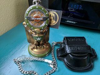 Harley Davidson 1942 Wla Pocket Watch With Stand Franklin Collectible