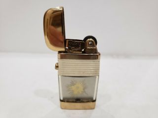 Vintage Scripto Mini VU Lighter Bullet Hole with White Band & Gold Tone 2