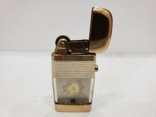 Vintage Scripto Mini VU Lighter Bullet Hole with White Band & Gold Tone 3