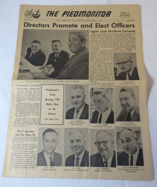April 1968 Piedmont Airlines Piedmonitor Newspaper