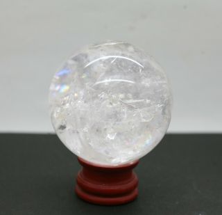 Vintage Crystal Sphere With Wooden Stand Came From South America