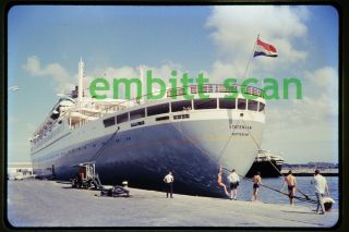 Slide,  Holland America Line Cruise Ship Ss Statendam At Curacao,  1967