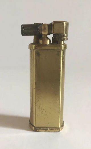 Vintage Brass Trench Lighter - Flat Sides Locking Cap - Still Sparks - Unbranded