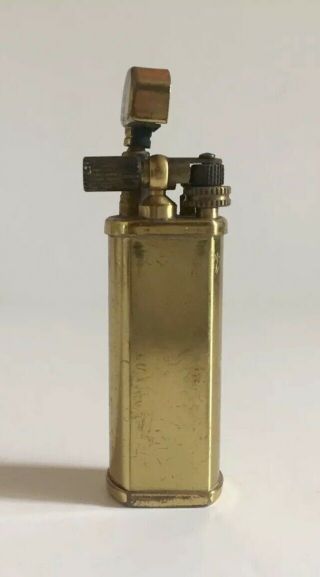 Vintage Brass Trench Lighter - Flat Sides Locking Cap - Still Sparks - Unbranded 2