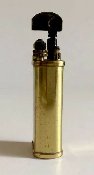 Vintage Brass Trench Lighter - Flat Sides Locking Cap - Still Sparks - Unbranded 3