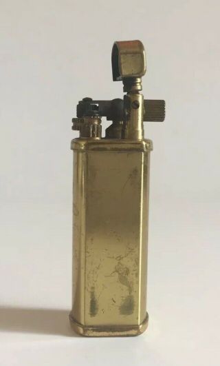Vintage Brass Trench Lighter - Flat Sides Locking Cap - Still Sparks - Unbranded 4