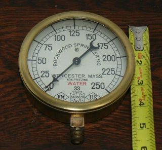 Rockwood Sprinkler Co Pressure Gauge Brass Patent 1906 Steampunk 2