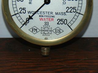 Rockwood Sprinkler Co Pressure Gauge Brass Patent 1906 Steampunk 3