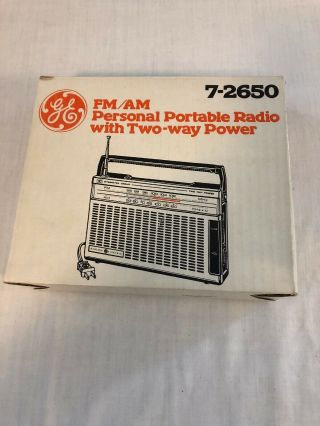 . Vintage Ge Fm/am Personal Portable Radio With Two - Way Power