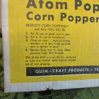 Unique Vintage Atom Pop,  Corn Popper,  Popcorn Maker.  Made in Kansas. 2