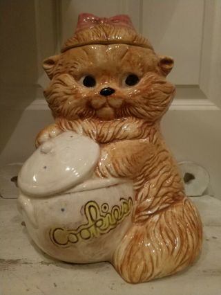 Treasure Craft Cat Cookie Jar Reaching Into His Own Cookie Jar