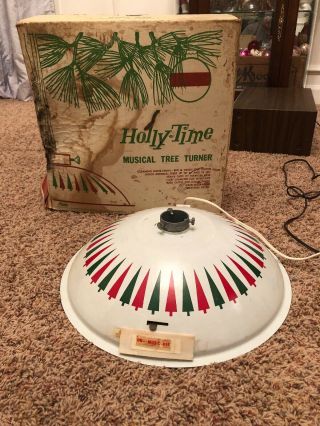 Vintage Holly Time Tree Turner Christmas Tree Design Red Green Musical B35