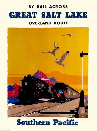 Great Salt Lake Utah Train United States America Travel Advertisement Poster