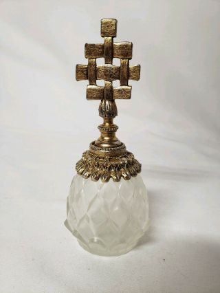 Vintage Glass Perfume Bottle With Metal / Glass Dauber - Vintage Ormolu