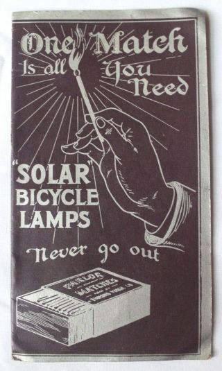 1890s Badger Brass Company Solar Acetylene Bicycle Carriage Advertising Booklet