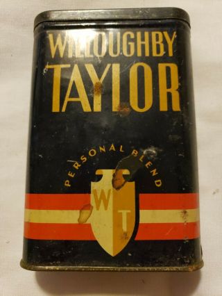 Vintage Willoughby Taylor Tobacco Pocket Tin Union Made