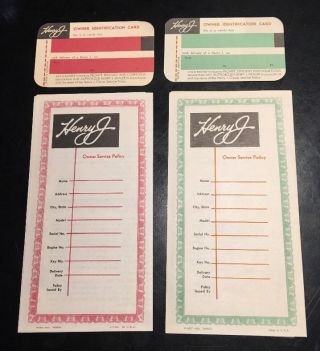 2 Henry J Owner Service Policies Circa 1950
