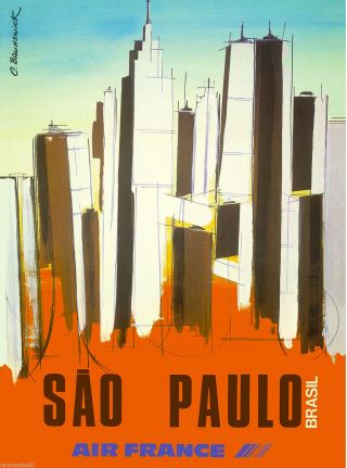 Sao Paulo Brazil South America American Vintage Travel Advertisement Poster 2