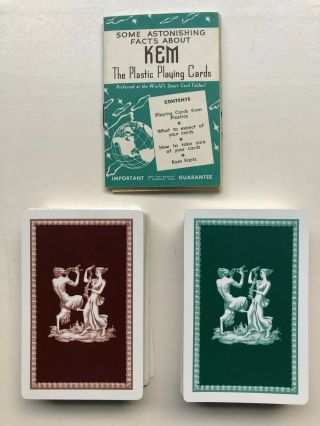 Vintage 1930’s Kem Plastic Playing Cards Bakelite Case 2 Decks Greek Mythology