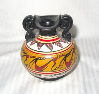 Colorful Hand Made Ceramic Greek Vase - 3.  75 "